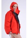 Red hoodie bomber jacket