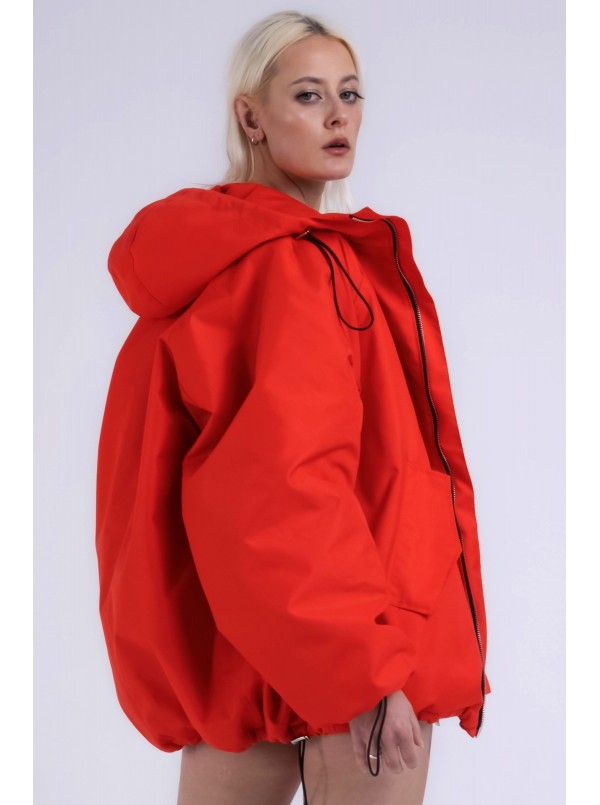 Kurtka bomber hoodie oversize red