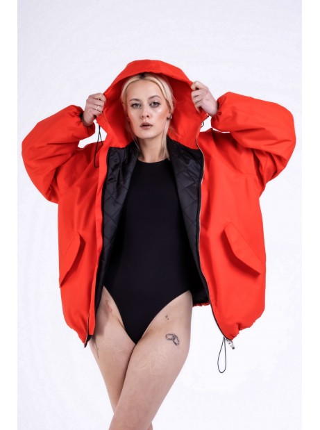 Kurtka bomber hoodie oversize red