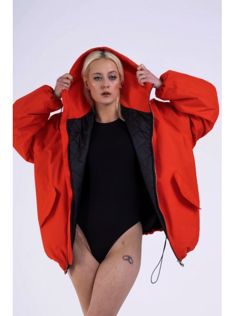 Kurtka bomber hoodie oversize red