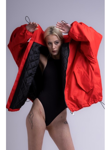 Red bomber jacket oversize