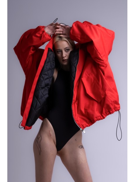 Red bomber jacket oversize