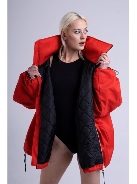 Red bomber jacket oversize