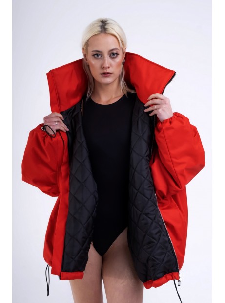 Red bomber jacket oversize