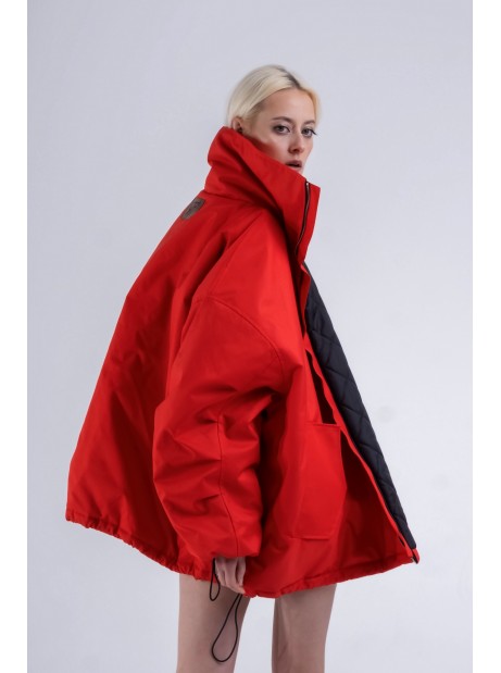 Red bomber jacket oversize