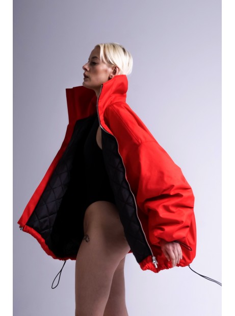 Red bomber jacket oversize