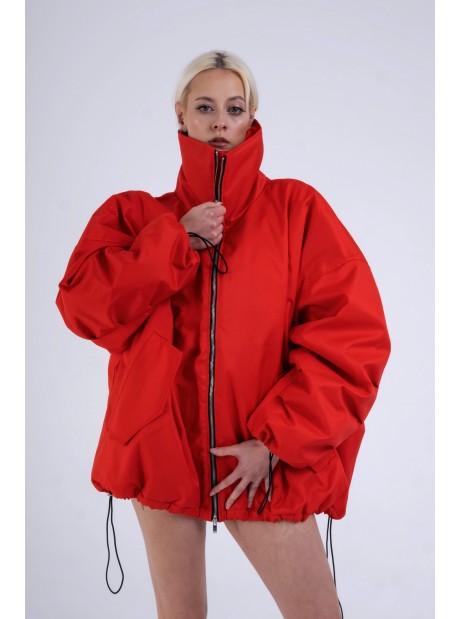 Red bomber jacket oversize