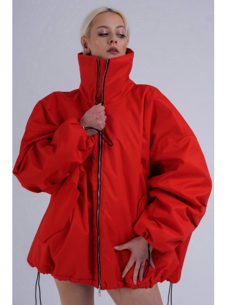 Red bomber jacket oversize