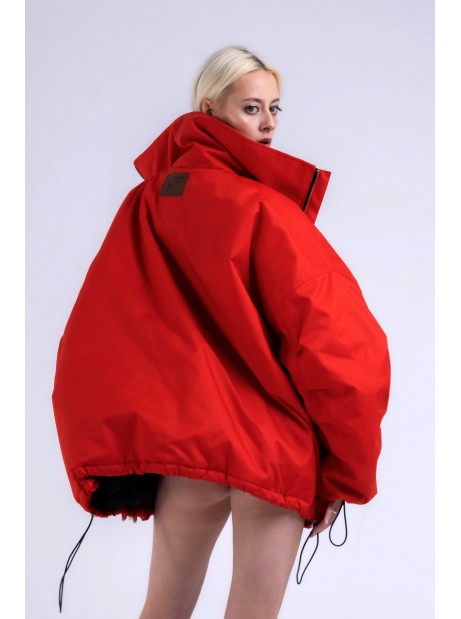 Red bomber jacket oversize