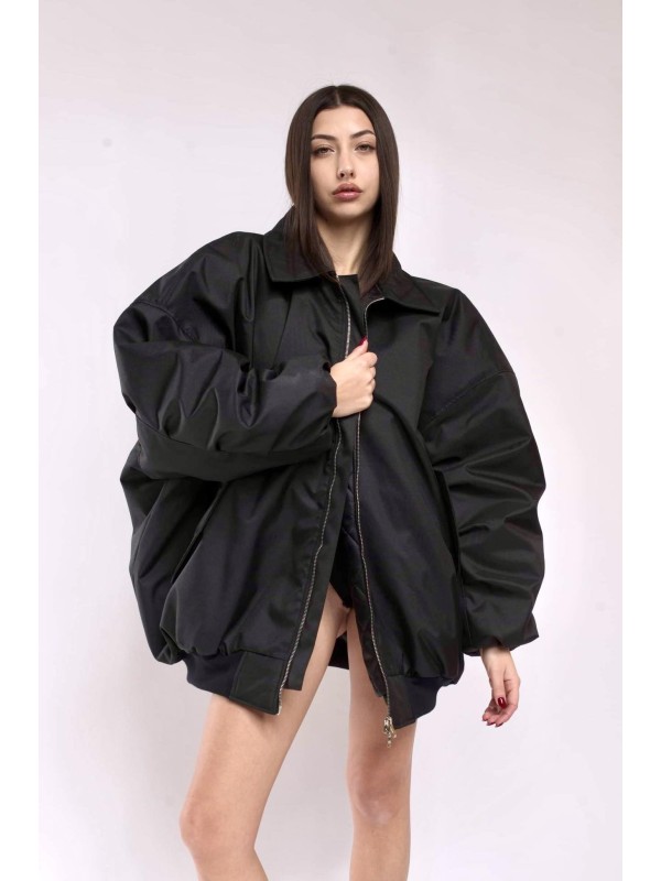 Oversized jacket bomber in black