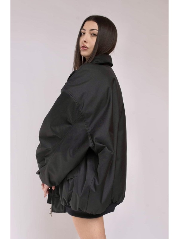 Oversized jacket bomber in black