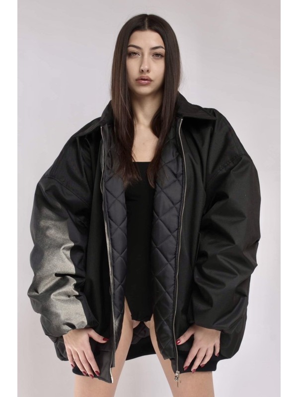 Oversized jacket bomber in black