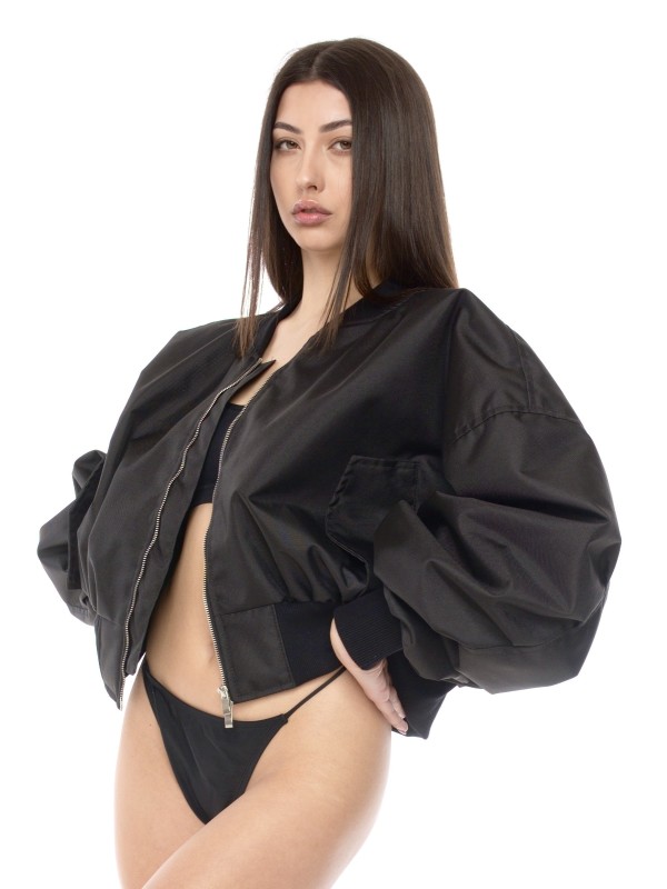 Shorty oversized bomber jacket in black