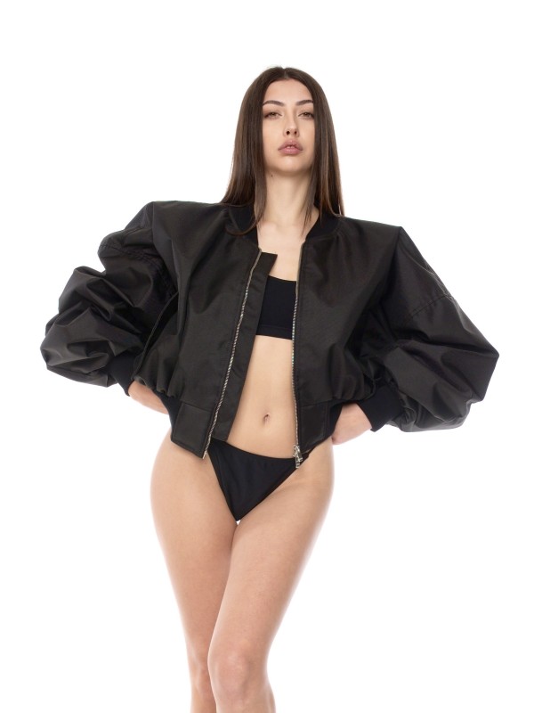 Shorty oversized bomber jacket in black