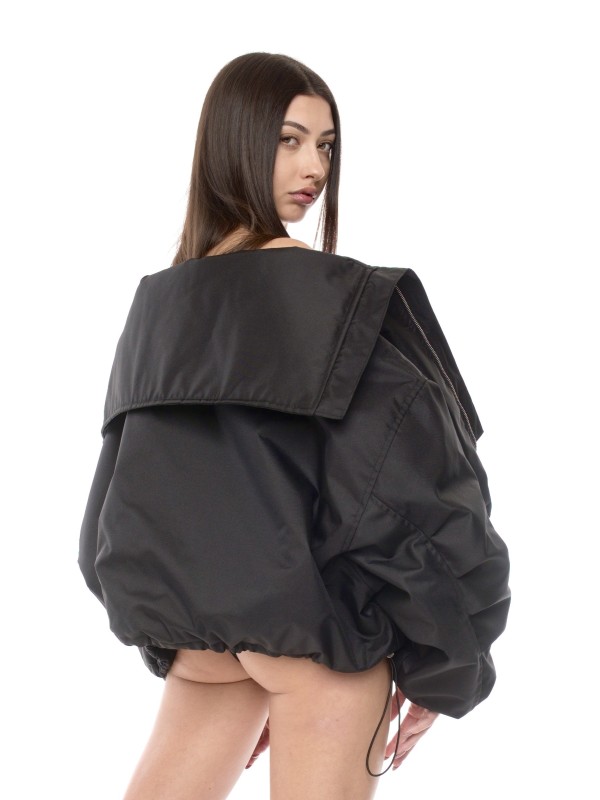 Shorty collar bomber jacket in black