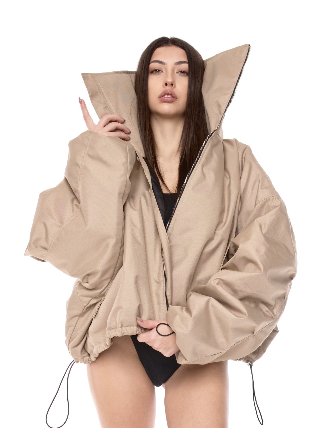 Shorty collar bomber jacket in mocca