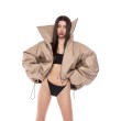 Shorty collar bomber jacket in mocca