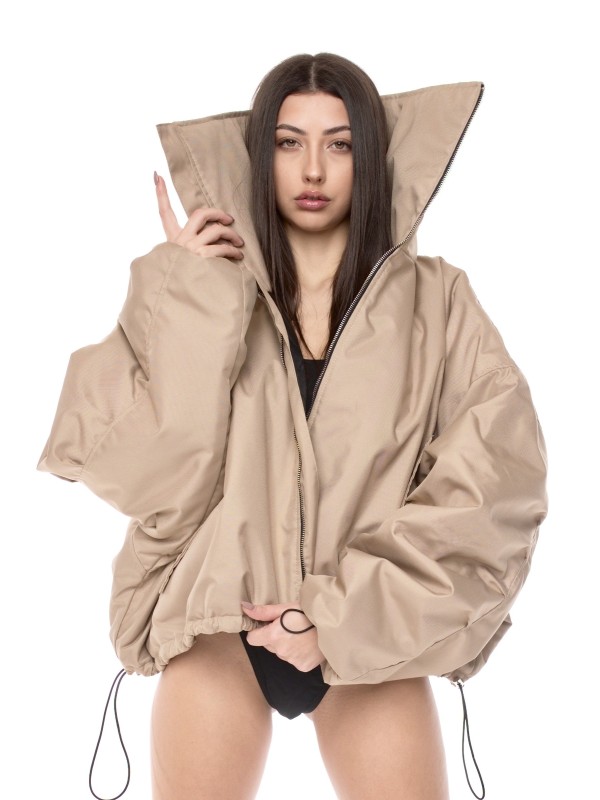 Shorty collar bomber jacket in mocca