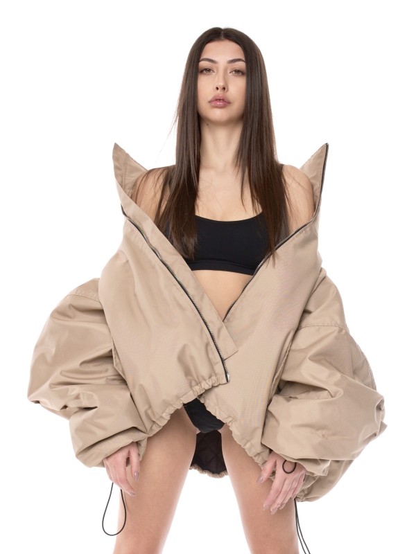 Shorty collar bomber jacket in mocca