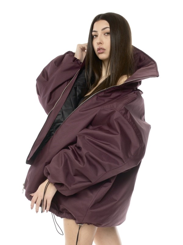 Burgundy oversized bomber jacket