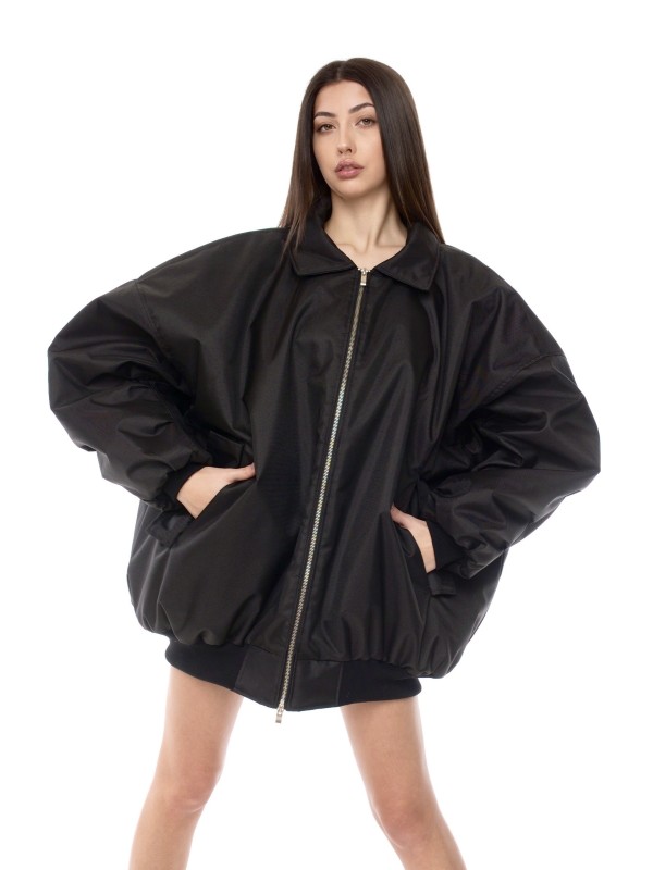Oversized jacket bomber in black