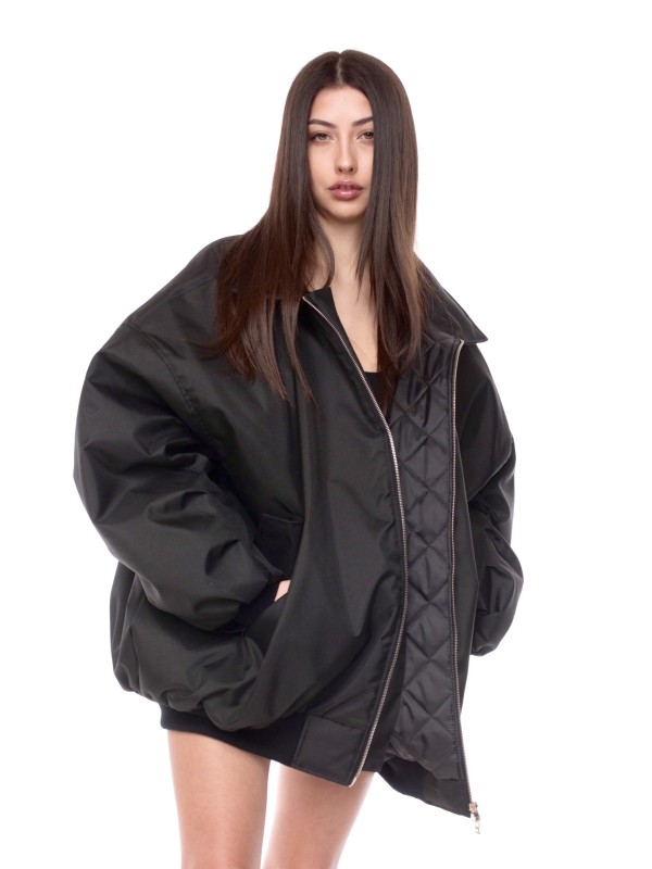 Oversized jacket bomber in black