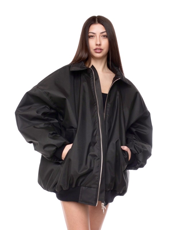 Oversized jacket bomber in black