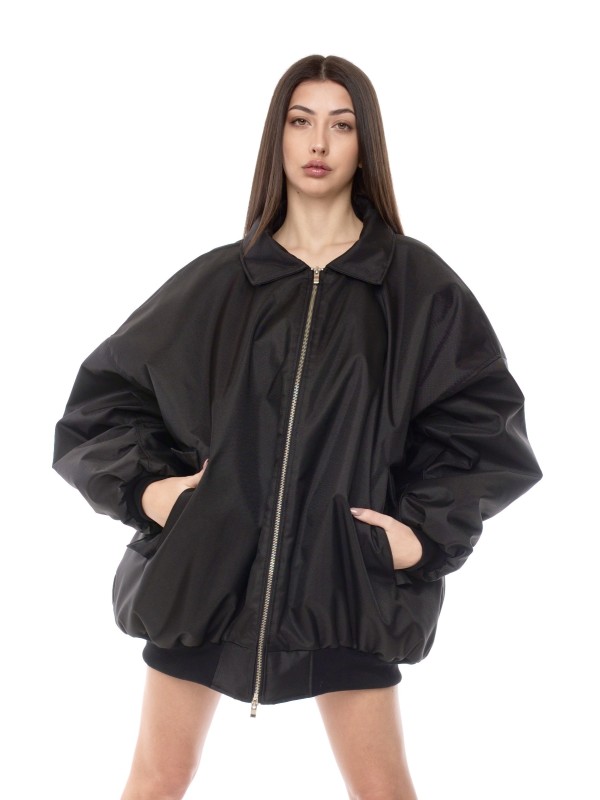 Oversized jacket bomber in black