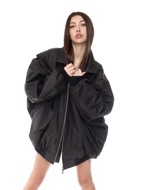 Oversized jacket bomber in black