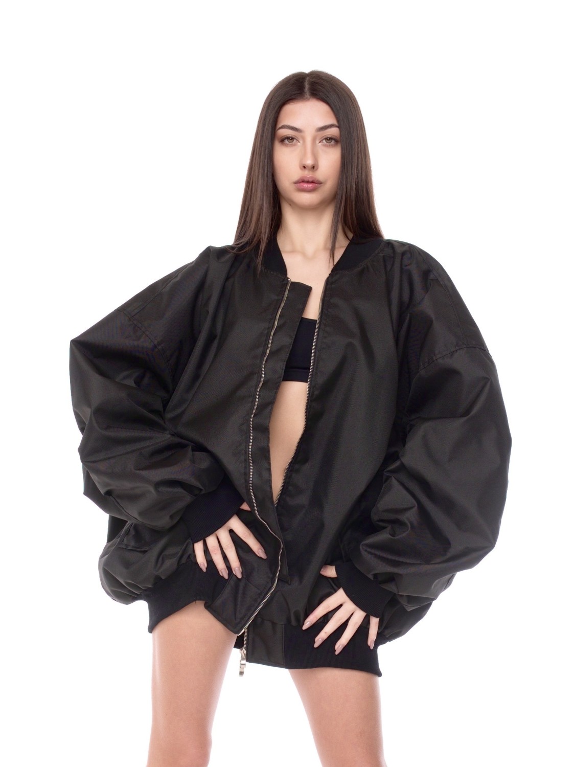 Bomber oversize jacket black