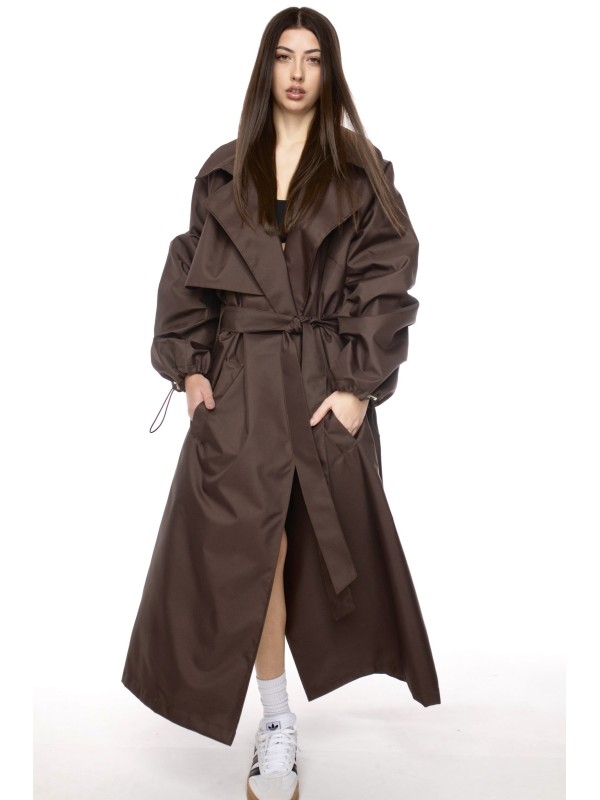 Oversize maxi trench coat in praline