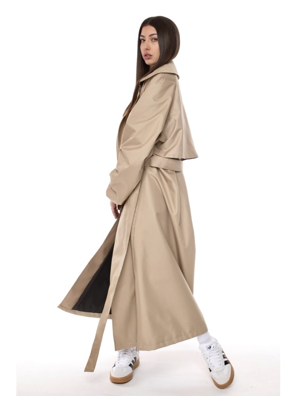 Coat / trench maxi oversize mocca