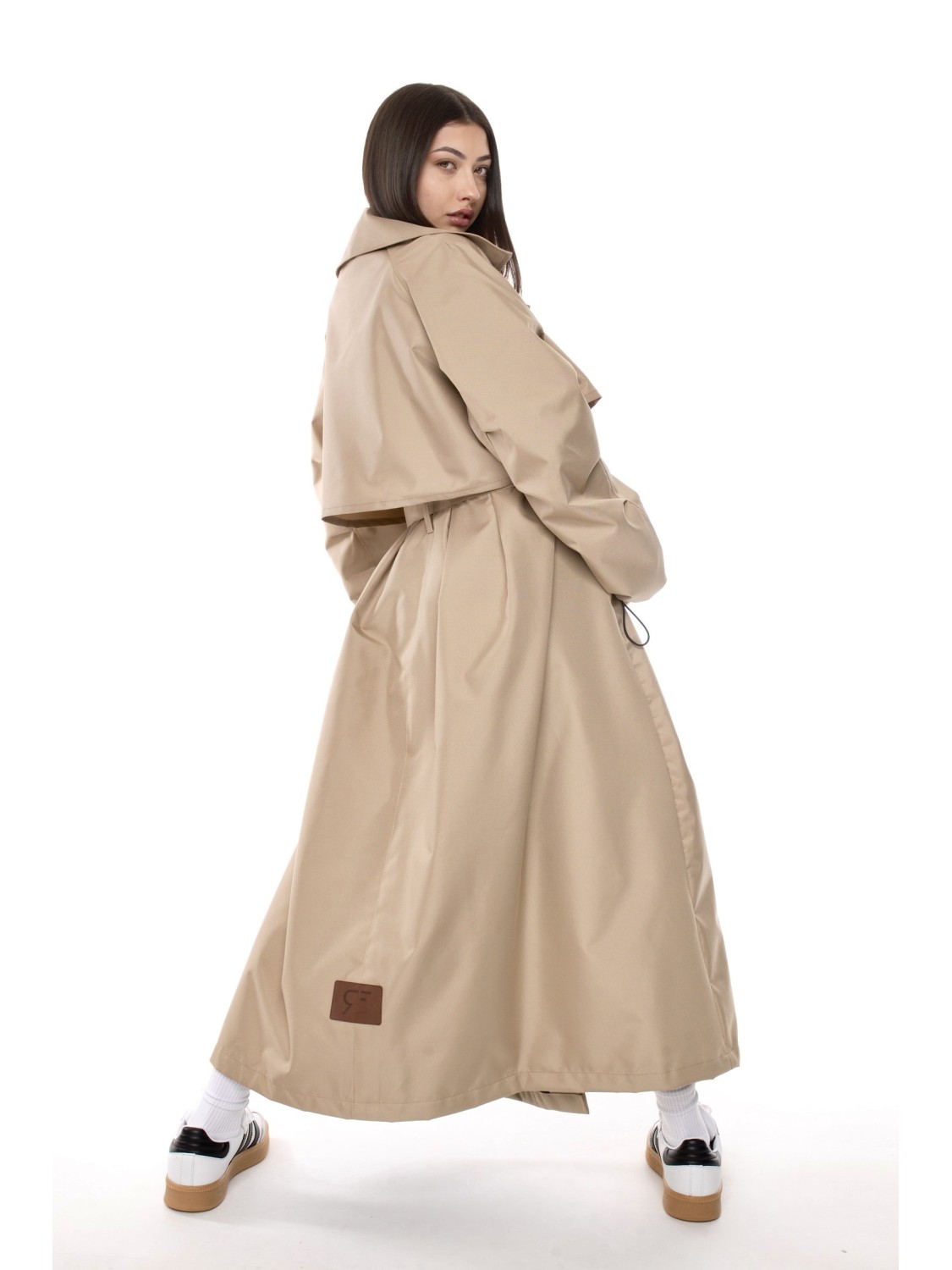 Coat / trench maxi oversize mocca