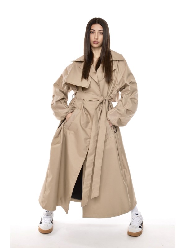 Coat / trench maxi oversize mocca