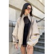 Bomber collar jacket with open sleeves in mocca