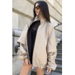 Bomber collar jacket with open sleeves in mocca