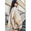 Bomber collar jacket with open sleeves in mocca