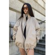 Bomber collar jacket with open sleeves in mocca