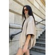 Bomber collar jacket with open sleeves in mocca