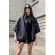 Bomber collar jacket with open sleeves in black