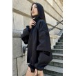 Bomber collar jacket with open sleeves in black