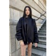 Bomber collar jacket with open sleeves in black