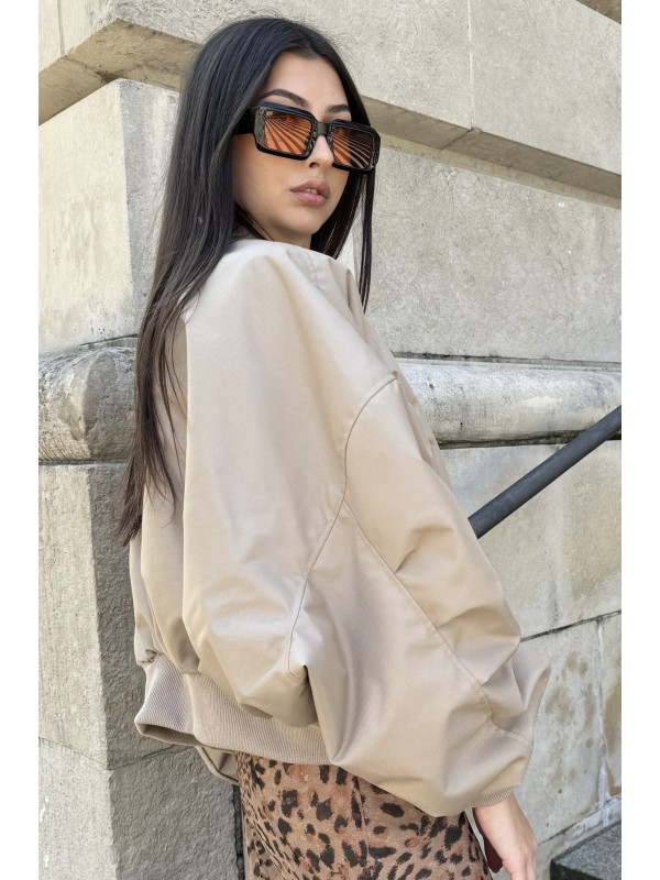 Shorty oversized bomber jacket in mocca