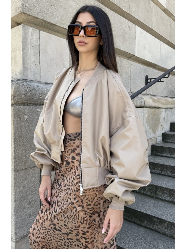 Shorty oversized bomber jacket in mocca