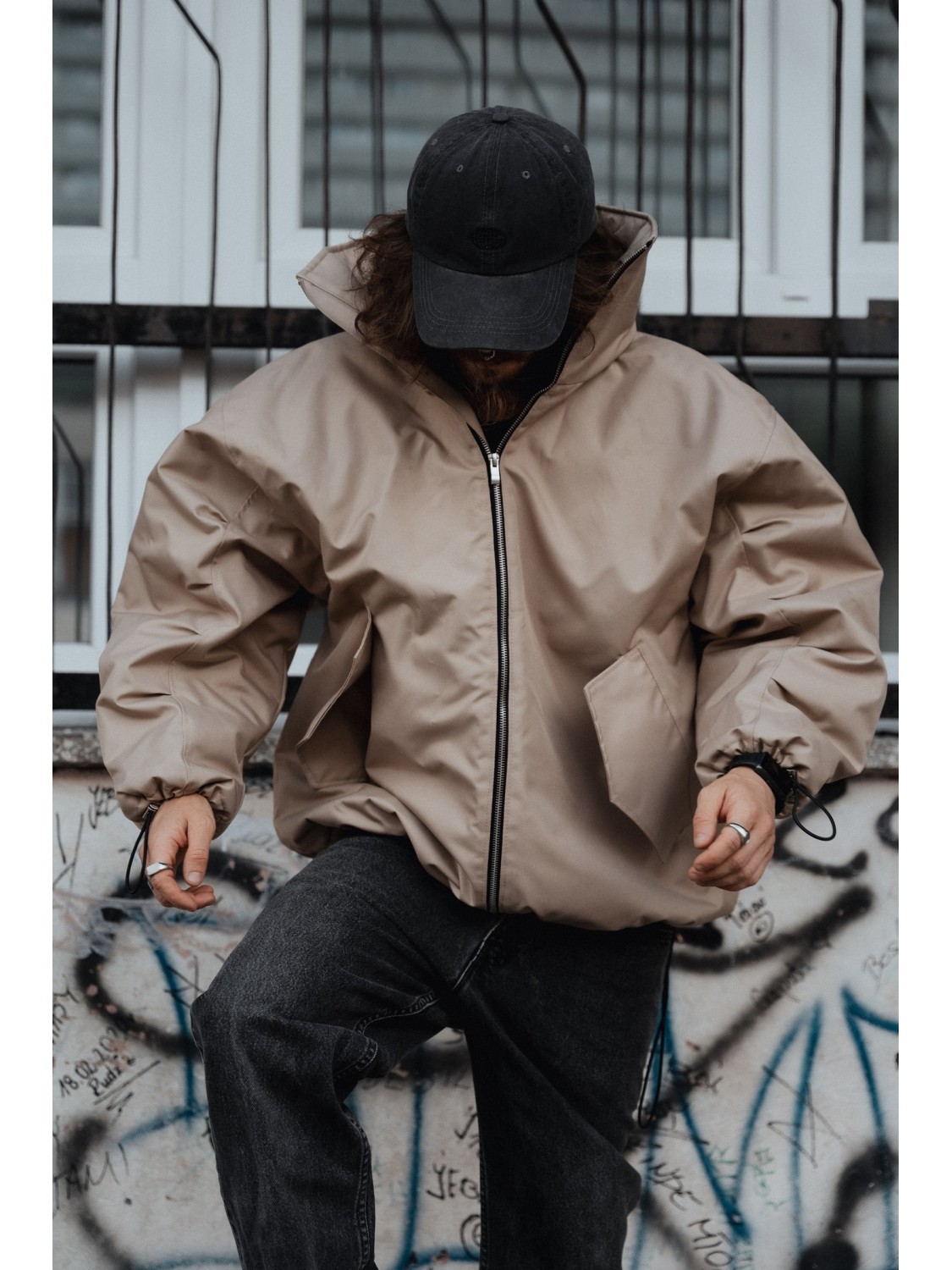 Kurtka typu bomber oversize mocca