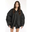 Oversized zipper bomber jacket in black