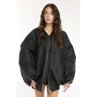 Oversized zipper bomber jacket in black