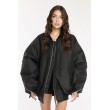 Oversized zipper bomber jacket in black