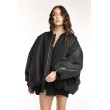 Oversized zipper bomber jacket in black