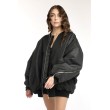 Oversized zipper bomber jacket in black